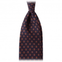 Viola Milano - Diamond Floral Handprinted Ancient Madder Silk Tie – Navy Mix - Made in Italy - Luxury Exclusive Collection