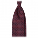 Viola Milano - Diamond Floral Handprinted Ancient Madder Silk Tie - Red - Made in Italy - Luxury Exclusive Collection