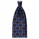 Viola Milano - Diamond Flower Handprinted Ancient Madder Silk Tie - Sea - Made in Italy - Luxury Exclusive Collection
