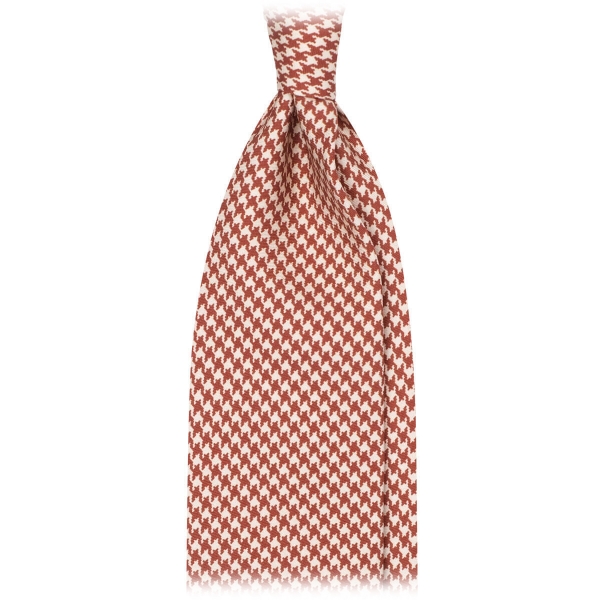Viola Milano - Dogtooth Selftipped Italian Silk Tie - Cola - Made in Italy - Luxury Exclusive Collection