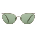Céline - Metal Frame 11 Sunglasses in Metal with Glitter Lenses - Silver Light Green - Sunglasses - Céline Eyewear