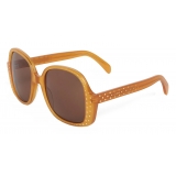 Céline - Oversized S158 Sunglasses in Acetate and Metal - Milky Honey - Sunglasses - Céline Eyewear