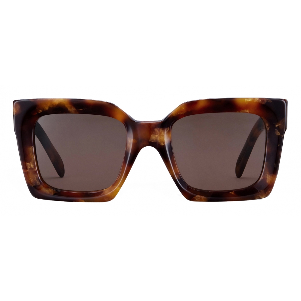 Céline - Square S130 Sunglasses in Acetate - Dark Havana Golden Leaf ...