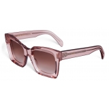 Céline - Occhiali da Sole  Quadrati S130 in Acetato - Rosa Traslucido - Occhiali da Sole - Céline Eyewear