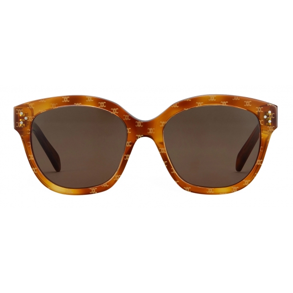 Céline - Square S167 Sunglasses in Acetate with Triomphe Pattern - Light Havana - Sunglasses - Céline Eyewear