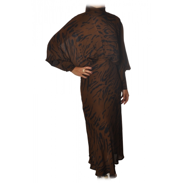 Ottod'Ame - Long Dress in Animalier Pattern - Brown - Dresses - Luxury Exclusive Collection