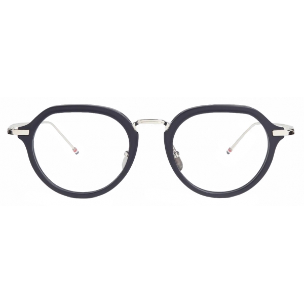 Thom Browne Occhiali Da Vista Clubmaster Blu Opaco E Argento Thom Browne Eyewear Avvenice 