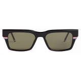 Thom Browne - Black Tri-Color Line Rectangle Sunglasses - Thom Browne Eyewear