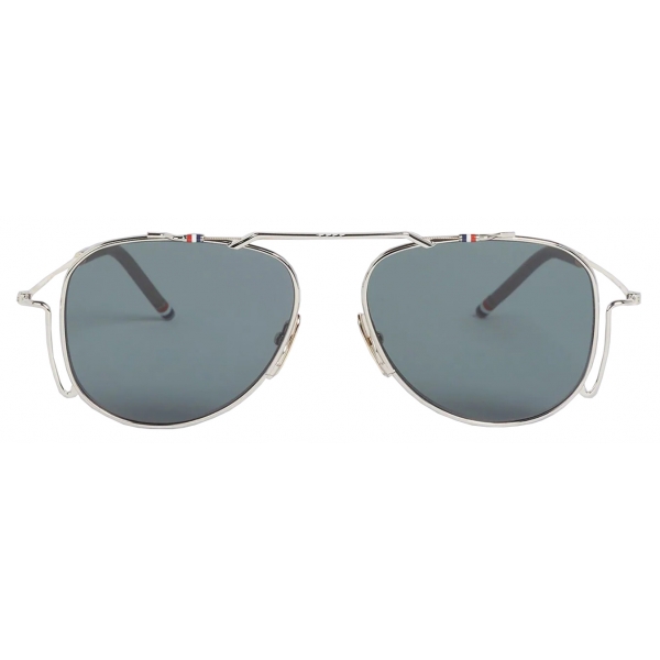 Thom Browne Silver Classic Aviator Sunglasses Thom Browne Eyewear Avvenice 