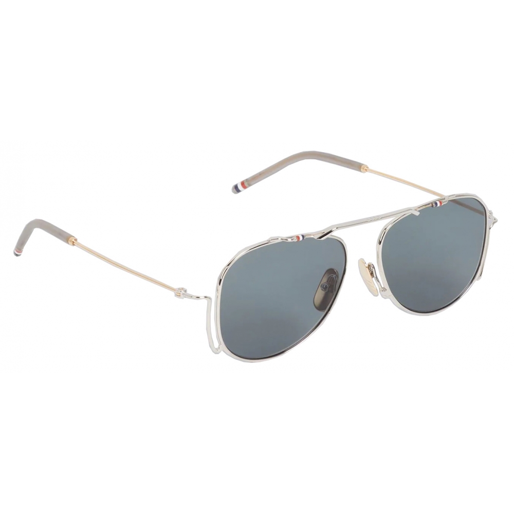 Thom Browne - Silver Classic Aviator Sunglasses - Thom Browne Eyewear ...