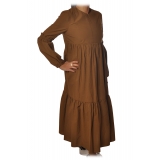 Ottod'Ame - Long Dress with Flounces - Caramel - Dresses - Luxury Exclusive Collection