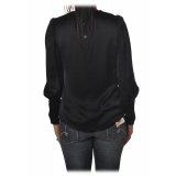 Ottod'Ame - Satin Shirt with Puff Sleeve - Black - Shirt - Luxury Exclusive Collection