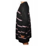 Ottod'Ame - Long Sweater in Striped Pattern - Black/Lilac - Sweater - Luxury Exclusive Collection