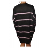 Ottod'Ame - Long Sweater in Striped Pattern - Black/Lilac - Sweater - Luxury Exclusive Collection