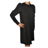 Ottod'Ame - Dress with Puff Sleeves Lurex Effect - Black - Dresses - Luxury Exclusive Collection