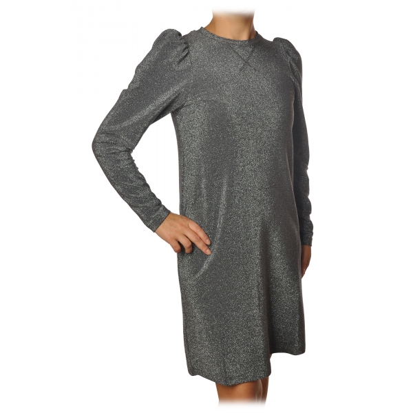 Ottod'Ame - Dress with Puff Sleeves Lurex Effect - Grey - Dresses - Luxury Exclusive Collection