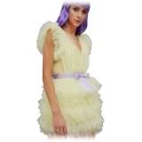 Teen Idol - Orione Tulle Mini Dress with Shoulders - Yellow - Dresses - Teen-Ager - Luxury Exclusive Collection