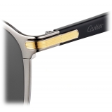 Cartier - Rettangolare - Finitura Nero Champagne Oro - C de Cartier Collection - Occhiali da Sole - Cartier Eyewear