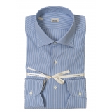 Alessandro Gherardi - Camicia a Manica Lunga - Azzurro su Bianco - Camicia - Handmade in Italy - Luxury Exclusive Collection