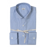 Alessandro Gherardi - Camicia a Manica Lunga - Azzurro su Bianco - Camicia - Handmade in Italy - Luxury Exclusive Collection