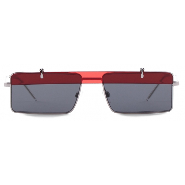 Giorgio Armani - Occhiali da Sole Uomo Geometrica - Argento Rosso Fumo - Occhiali da Sole - Giorgio Armani Eyewear
