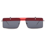Giorgio Armani - Men Geometric Sunglasses - Silver Red Smoke - Sunglasses - Giorgio Armani Eyewear