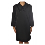 Ottod'Ame - Shirt Collar Dress with Beads - Black - Dresses - Luxury Exclusive Collection
