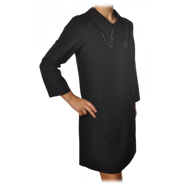 Ottod'Ame - Shirt Collar Dress with Beads - Black - Dresses - Luxury Exclusive Collection