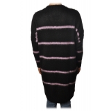 Ottod'Ame - Long Cardigan in Striped Pattern - Black/Lilac - Sweater - Luxury Exclusive Collection