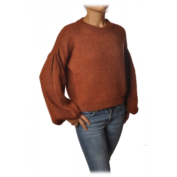 Ottod'Ame - Sweater in Laminated Yarn - Tobacco - Sweater - Luxury Exclusive Collection