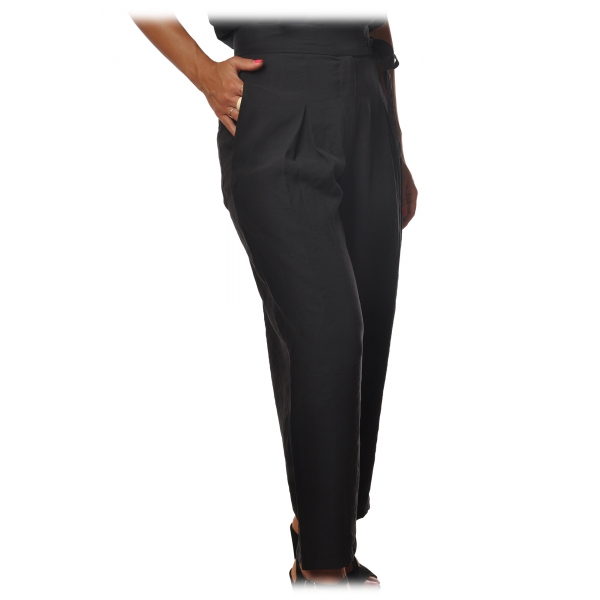 Ottod'Ame - Trousers with Strap and Sash - Black - Trousers - Luxury Exclusive Collection