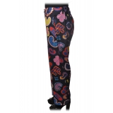 Ottod'Ame - Trousers in Abstract Pattern - Blue - Trousers - Luxury Exclusive Collection