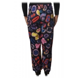 Ottod'Ame - Trousers in Abstract Pattern - Blue - Trousers - Luxury Exclusive Collection