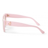 Jimmy Choo - Jo - Pink Acetate Square-Eye Sunglasses with Gold JC Logo - Jimmy Choo Eyewear