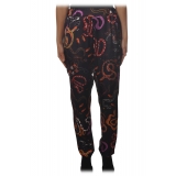 Ottod'Ame - Trousers in Abstract Pattern - Purple - Trousers - Luxury Exclusive Collection