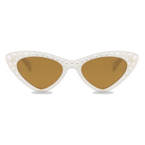 Moschino - Occhiali da Sole Cat-Eye con Strass - Avorio - Moschino Eyewear