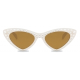 Moschino - Occhiali da Sole Cat-Eye con Strass - Avorio - Moschino Eyewear