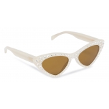 Moschino - Cat-Eye Sunglasses with Rhinestones - Ivory - Moschino Eyewear