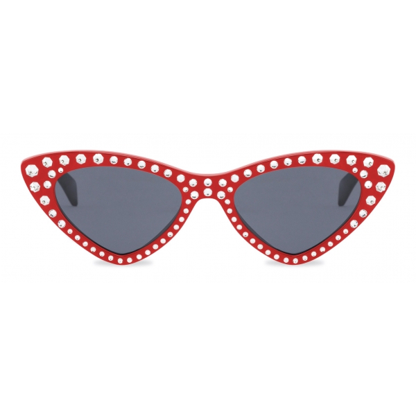 Moschino - Occhiali da Sole Cat-Eye con Strass - Rosso - Moschino Eyewear