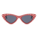 Moschino - Cat-Eye Sunglasses with Rhinestones - Red - Moschino Eyewear