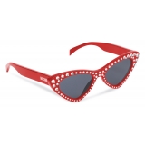 Moschino - Occhiali da Sole Cat-Eye con Strass - Rosso - Moschino Eyewear