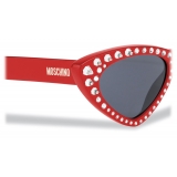 Moschino - Cat-Eye Sunglasses with Rhinestones - Red - Moschino Eyewear