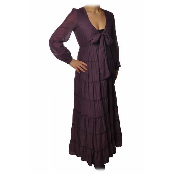 Ottod'Ame - Long Dress with Flounces - Purple - Dresses - Luxury Exclusive Collection