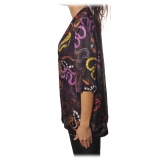Ottod'Ame - Shirt in Multicolor Abstract Pattern - Purple - Shirt - Luxury Exclusive Collection