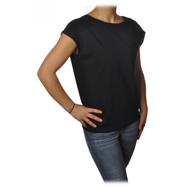 Ottod'Ame - T-Shirt with V-Neckline on the Back - Black - T-Shirt - Luxury Exclusive Collection