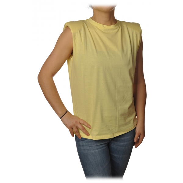 Ottod'Ame - T-Shirt in Cotone con Spalline - Giallo - T-Shirt - Luxury Exclusive Collection