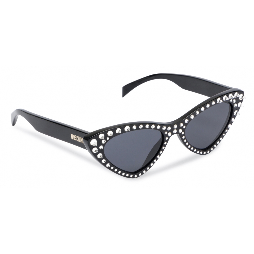 Moschino - Cat-Eye Sunglasses with Rhinestones - Black - Moschino ...