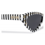 Moschino - Cat-Eye Striped Sunglasses - White - Moschino Eyewear