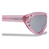 Moschino - Occhiali da Sole con Glitter e Borchie Cat Eye - Fucsia - Moschino Eyewear