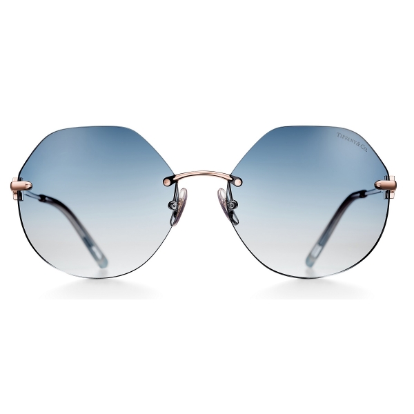 Tiffany & Co. - Hexagonal Sunglasses - Rose Gold Light Blue - Tiffany T Collection - Tiffany & Co. Eyewear